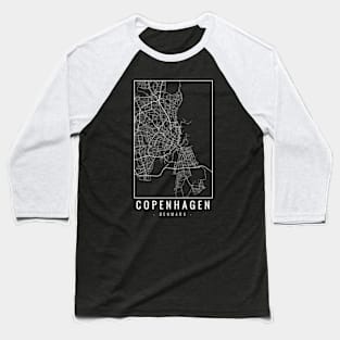 Copenhagen Denmark Minimalist Map Baseball T-Shirt